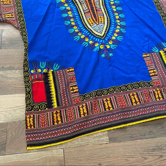 Dashiki Top Blue Yellow Shirt Size Large - Picture 2 of 15